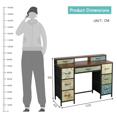 HOME CUBE Chest of Drawers Matte Modern Vanity Dressing Table,Study Table,Computer Desk with 9 Fabric Drawer Open Shelves Multipurpose Table Fabric Storage Cabinet for Living Room Bedroom(120x40x90cm) - Image 4