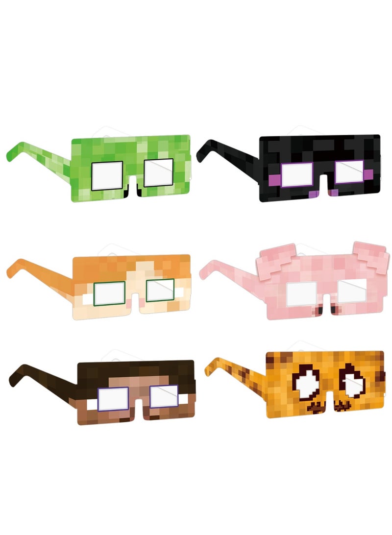 ILovhaprty Minecraft Paper Glasses - 24pcs Minecraft Party Favor Paper Eyeglasses, Pixelated Theme Paper Party Glasses for Minecraft Photo Booth Props or Minecraft Birthday Decorations Supplies - Image 1