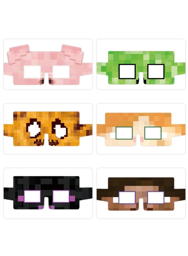 ILovhaprty Minecraft Paper Glasses - 24pcs Minecraft Party Favor Paper Eyeglasses, Pixelated Theme Paper Party Glasses for Minecraft Photo Booth Props or Minecraft Birthday Decorations Supplies - Image 3
