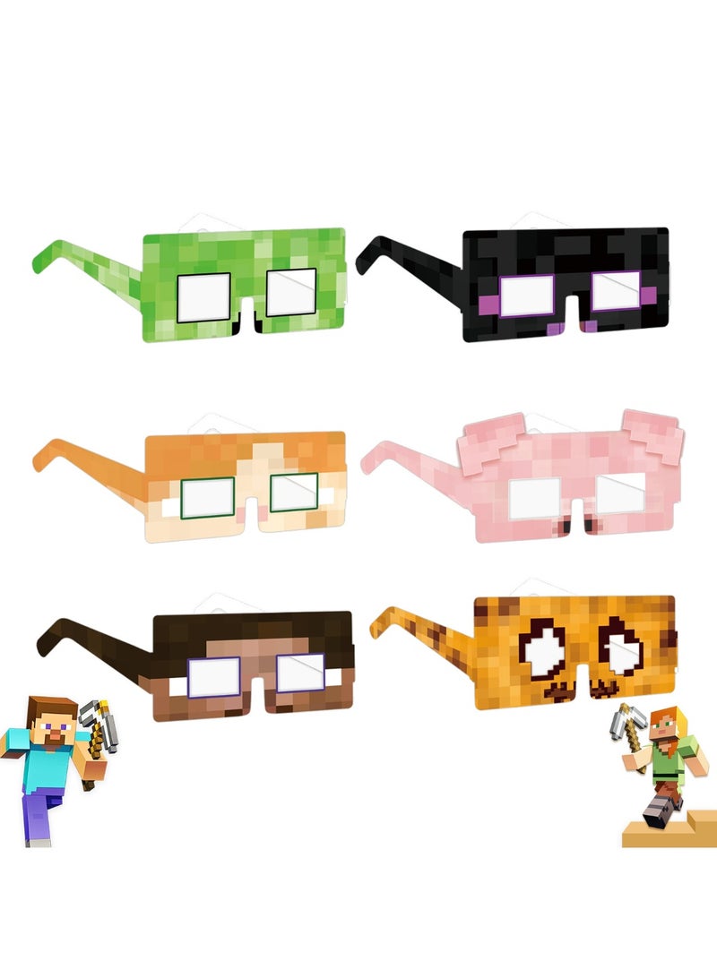 ILovhaprty Minecraft Paper Glasses - 24pcs Minecraft Party Favor Paper Eyeglasses, Pixelated Theme Paper Party Glasses for Minecraft Photo Booth Props or Minecraft Birthday Decorations Supplies - Image 4