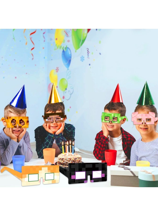 ILovhaprty Minecraft Paper Glasses - 24pcs Minecraft Party Favor Paper Eyeglasses, Pixelated Theme Paper Party Glasses for Minecraft Photo Booth Props or Minecraft Birthday Decorations Supplies - Image 5