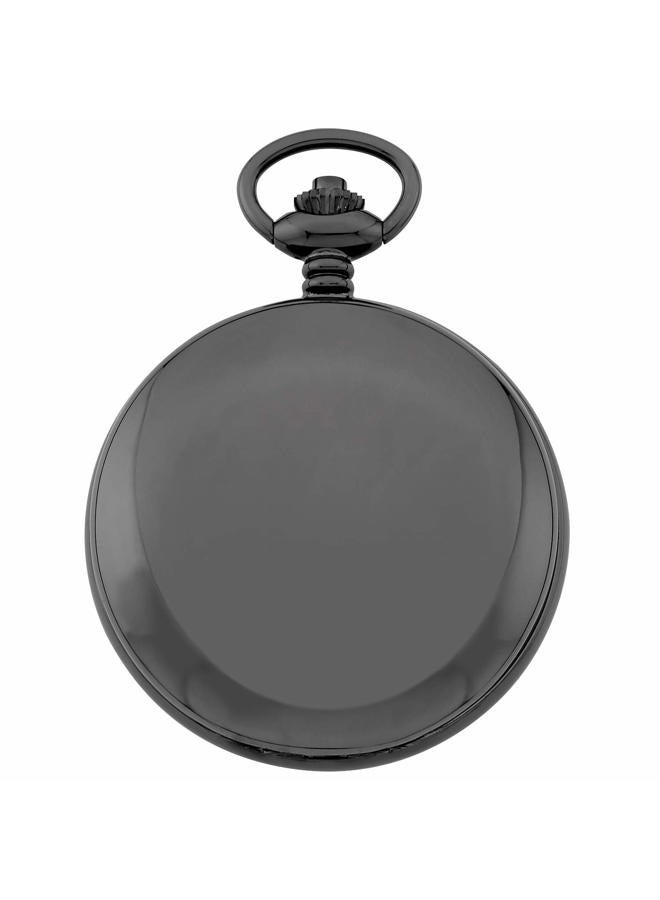 Gotham Men's Gunmetal Railroad Dial Double Hunter 17 Jewel Mechanical Pocket Watch # GWC18806B, Mechanical - Image 2