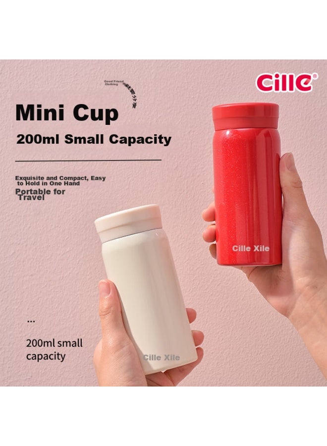 cille Xile Insulated Cup, 316 Stainless Steel, Mini Pocket Cup, For Students And Children, Outdoor Travel Water Bottle, Women's Portable Cup, 200ml - Image 2