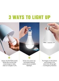 Generic Emergency LED Rechargeable Light Bulbs - 15W (80W Equivalent) Stay Lit During Power Outages, 1200mAh Self-Charging Battery, Ideal for Home, Camping, and Tents (4-Pack, Daylight)  - Image 3
