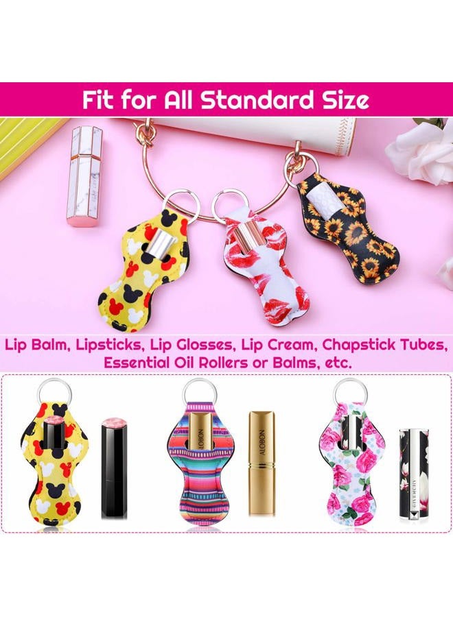 shynek Chapstick Holder Keychain, 40Pcs Lip Balm Holder Keychain Set (Neoprene, Multicolor, Women, Portable) - Image 5