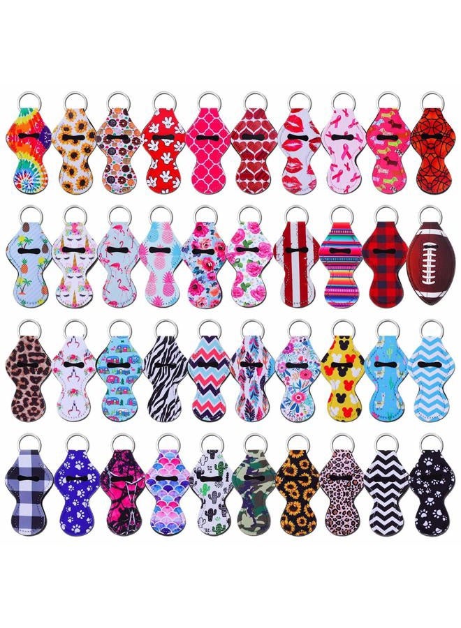 shynek Chapstick Holder Keychain, 40Pcs Lip Balm Holder Keychain Set (Neoprene, Multicolor, Women, Portable) - Image 1
