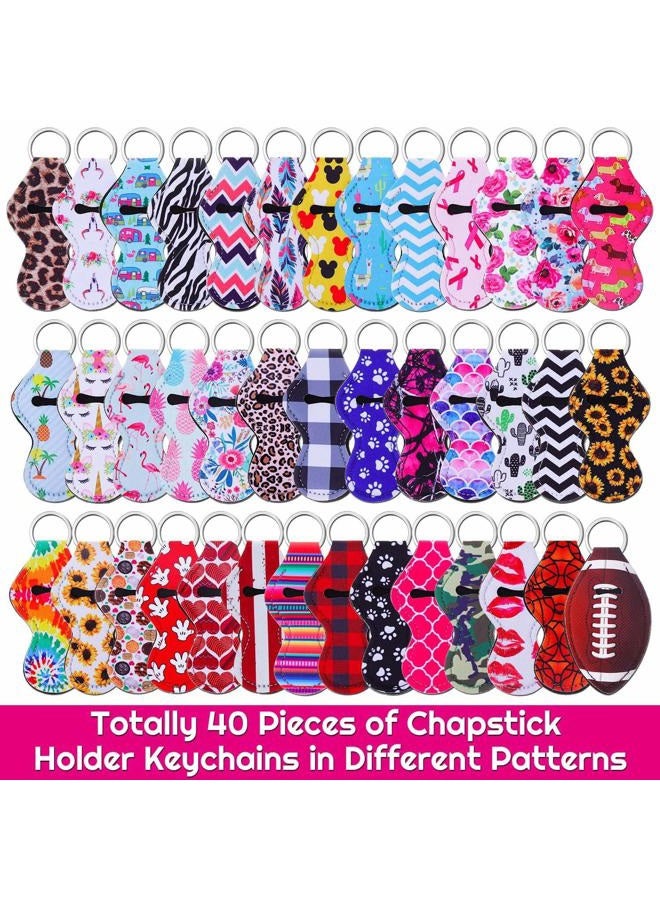 shynek Chapstick Holder Keychain, 40Pcs Lip Balm Holder Keychain Set (Neoprene, Multicolor, Women, Portable) - Image 2