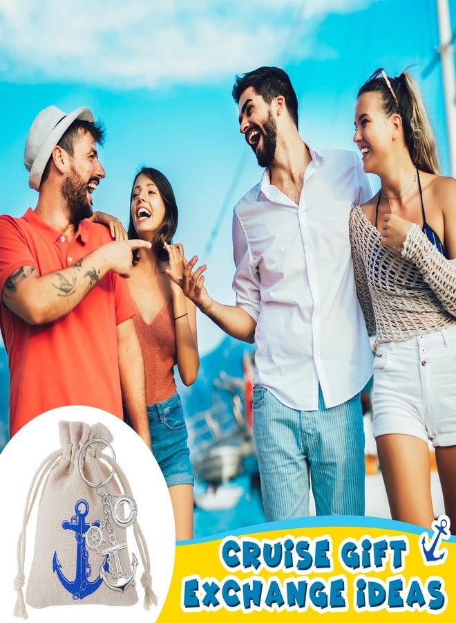 Equsion 30 Sets Anchor Keychain Bulk with Drawstring Gift Bag Wedding Favors for Guests Nautical Party Favors Cruise Souvenirs Gifts (Silver) - Image 4
