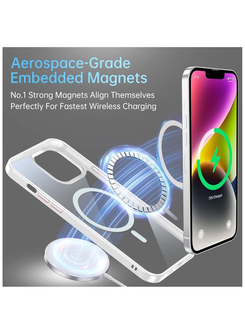 Denx Magnetic Case for iPhone 13 and iPhone 14 [Shockproof & Slim] Clear Hard Back Cover with high-Grade Protection | White - Image 3