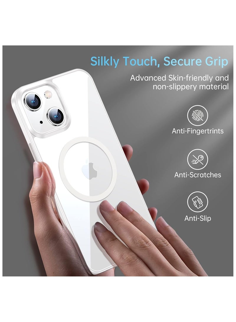 Denx Magnetic Case for iPhone 13 and iPhone 14 [Shockproof & Slim] Clear Hard Back Cover with high-Grade Protection | White - Image 5