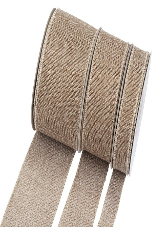 Ribbonitlux شريط خيش طبيعي سلكي من ريبونيتلوكس، 2 بوصة × 20 ياردة، شريط خيش ذو حافة سلكية لتغليف الهدايا، وصنع فيونكات كبيرة، وأكاليل الزهور، وتزيين أشجار عيد الميلاد - Image 3