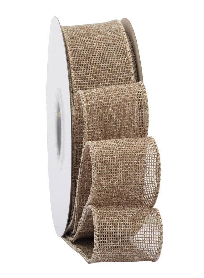 Ribbonitlux شريط خيش طبيعي سلكي من ريبونيتلوكس، 2 بوصة × 20 ياردة، شريط خيش ذو حافة سلكية لتغليف الهدايا، وصنع فيونكات كبيرة، وأكاليل الزهور، وتزيين أشجار عيد الميلاد - Image 1