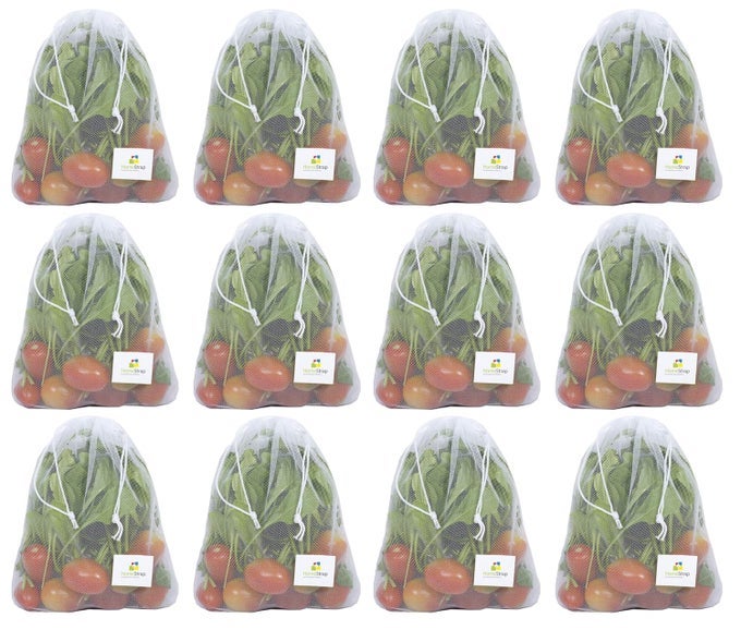 MESH REUSABLE FRIDGE STORAGE BAG FOR FRUITS VEGETABLES SET OF 12