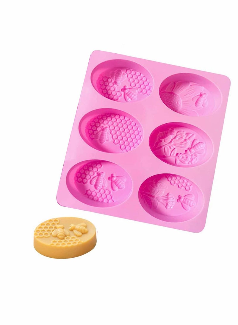 واي آند دي Silicone Soap Molds, 6 Cavity 3D Bee Honeycomb Molds DIY for Homemade Soaps, Lotion Bar, Bath Bomb, Beeswax, Chocolate and Dessert - Image 1