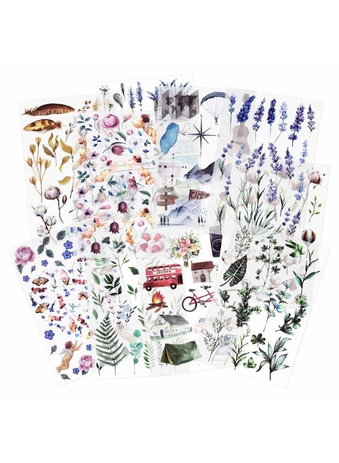 Mayplous 10 Sheets Rub On Transfer Sticker Scrapbook Stickers Flower Stickers Decoration Sticker Planner Stickers Plant Stickers for Scrapbooking Diary Album Journals DIY Arts and Crafts (Eden) - Image 1