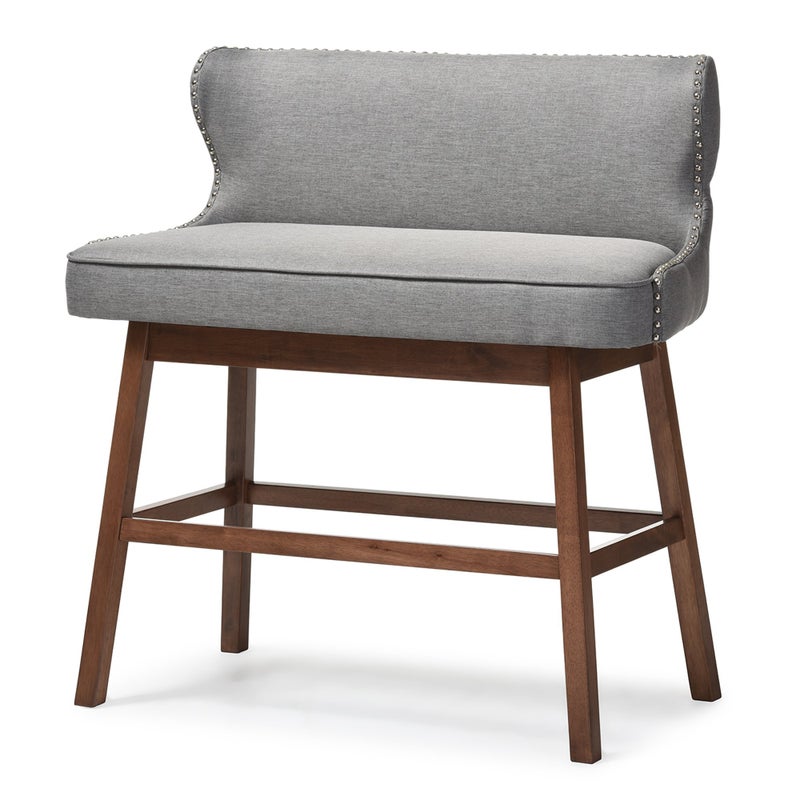 Baxton Studio Gradisca Modern and Contemporary Grey Fabric Buttontufted Upholstered Bar Bench Banquette