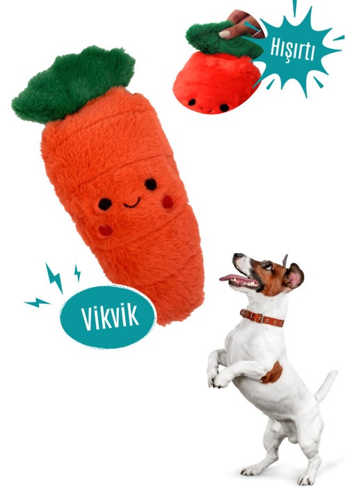 Orange Chubby Carrot Sound-Making Plush Dog Toy Tugging Biting Dog Toys