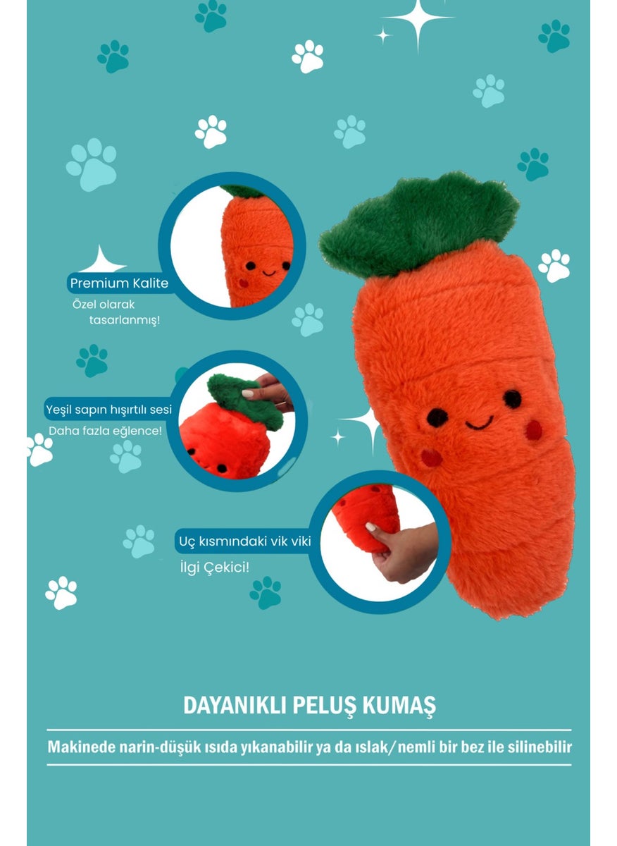 Tekno Trust - Orange Chubby Carrot Sound-Making Plush Dog Toy Tugging Biting Dog Toys - Image 1