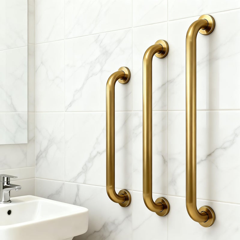Brushed Golden Stainless Steel Bathroom Grab Bar 19.69inch Non Slip Toilet Safety Handle - Image 1
