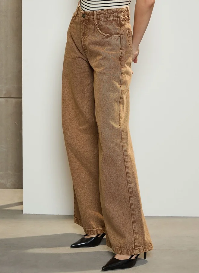 SASSAFRAS Wide Leg Low-Rise Jeans for Women