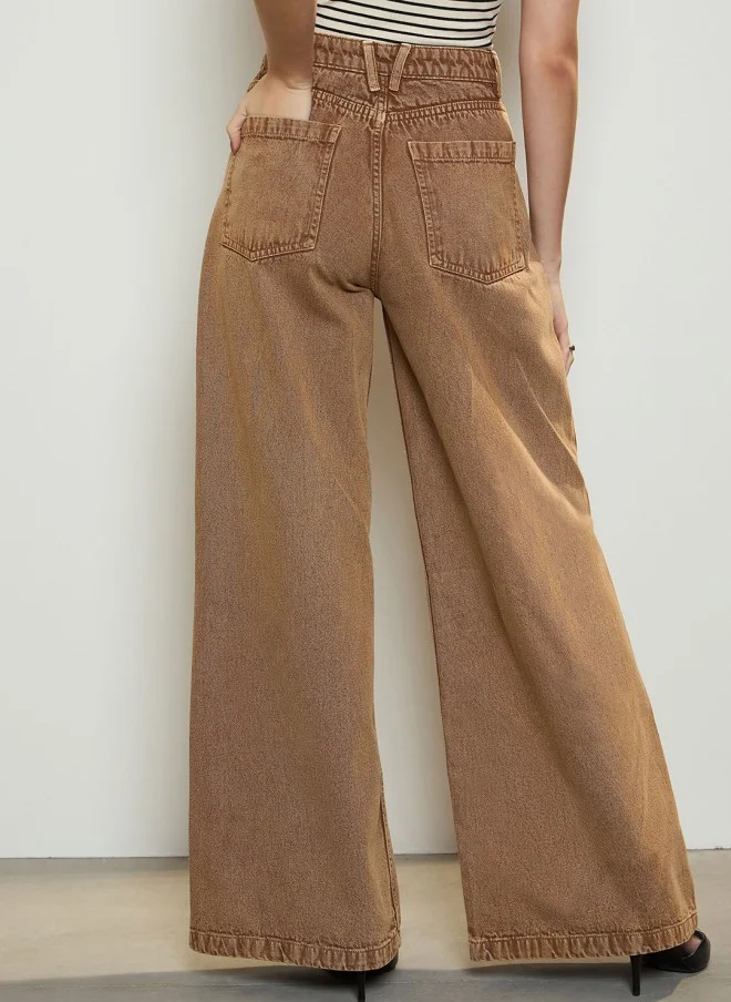 SASSAFRAS Wide Leg Low-Rise Jeans for Women