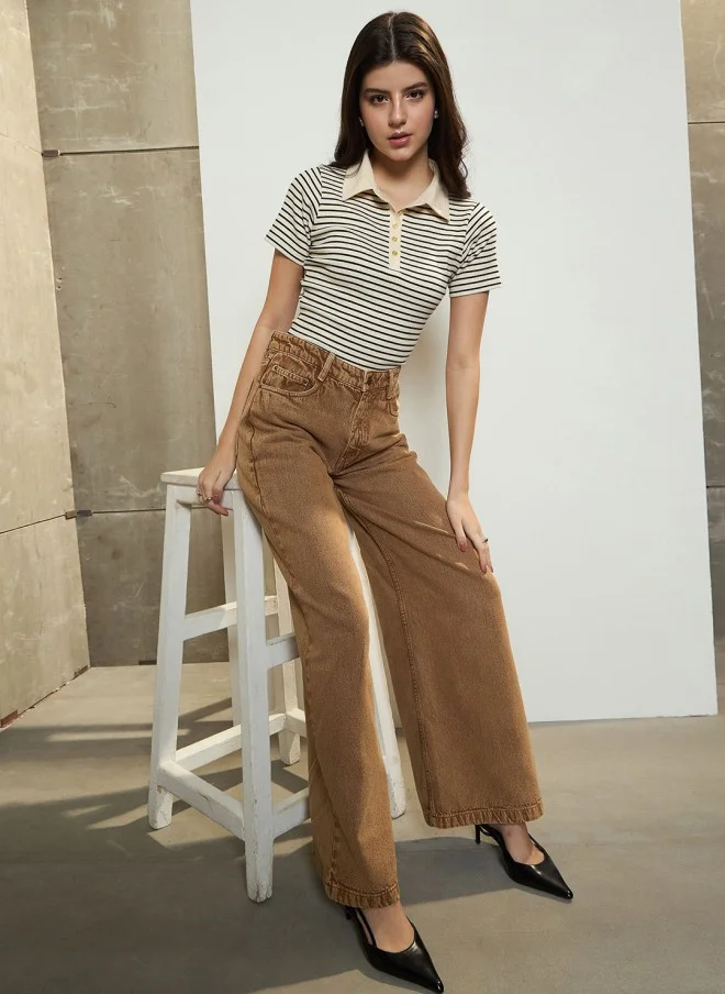 SASSAFRAS Wide Leg Low-Rise Jeans for Women
