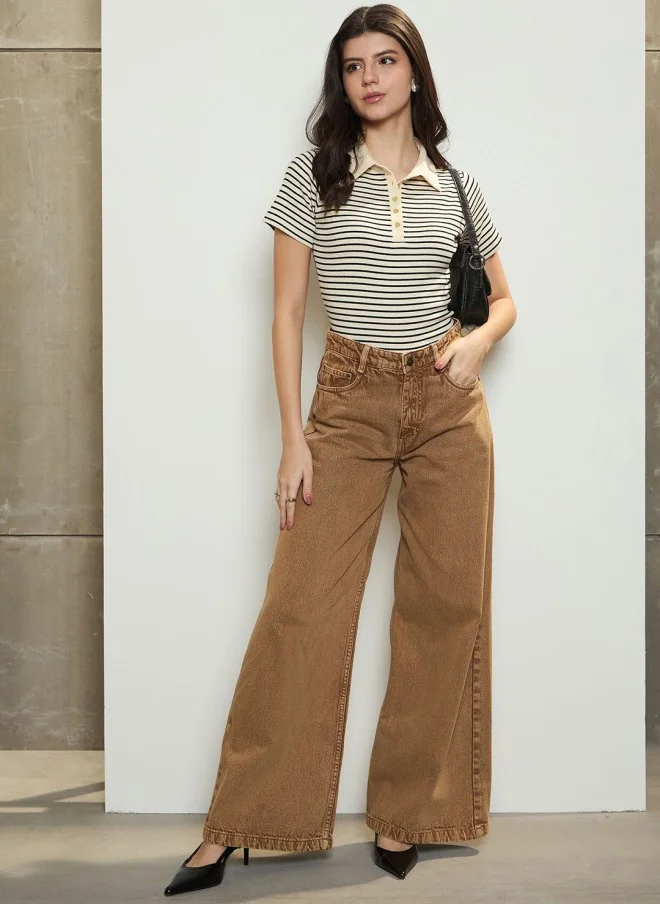 SASSAFRAS Wide Leg Low-Rise Jeans for Women