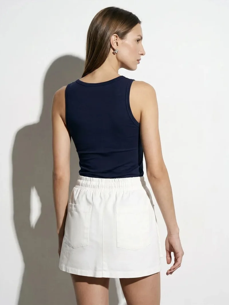 ديلفين DILVIN Embroidered Sleeveless Slim-Fit Jersey Blouse