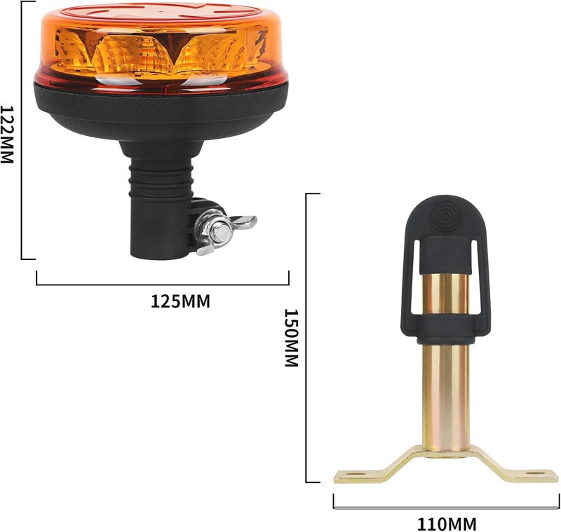 1 قطعة من ضوء المنارة LED أصفر مع حامل معدني على شكل T للشاحنات 12V 24V ضوء منارة برتقالي دوار مع 6 أوضاع - Image 3
