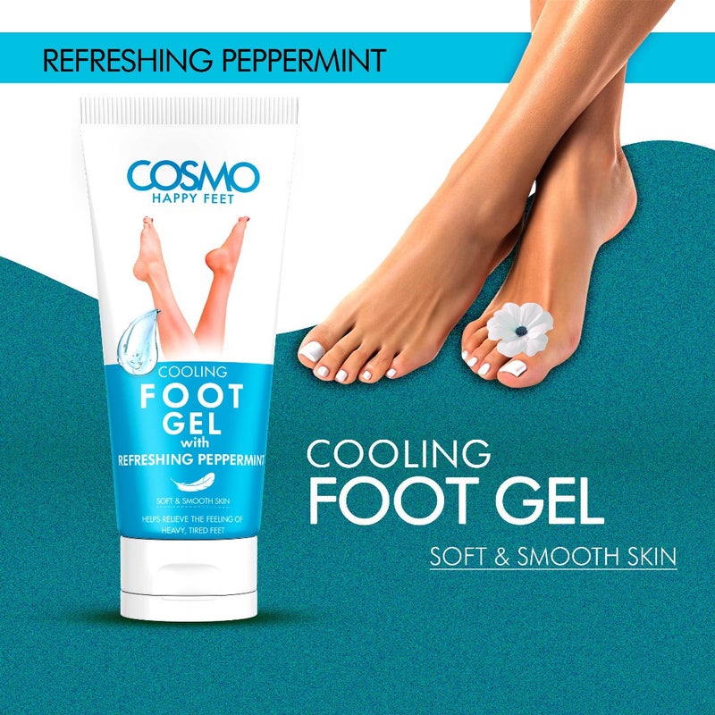 COSMO Happy Feet Cooling Foot Gel 150ml | With Refreshing Pepper Mint | Soft and Smooth Skin | Helps Relieve the Feeling of Heavy, Tired Feet | Foot Repair | Moisturizes & Soothes - Image 2