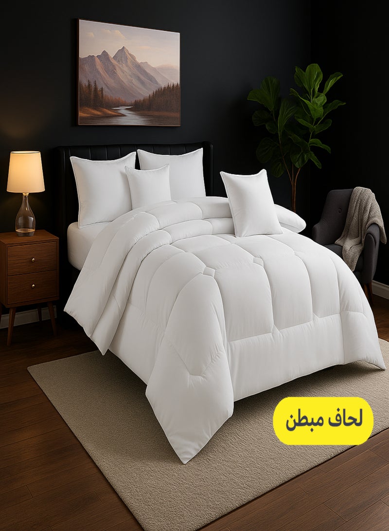 مون مفرش سرير ملكي فاخر 6 قطع – لحاف مبطن ناعم ومريح – طقم مفارش سرير فندقي فخم نفرين مقاس 250×230 سم مع وسائد وخداديات يناسب سرير مقاس 200×200 سم - Image 1