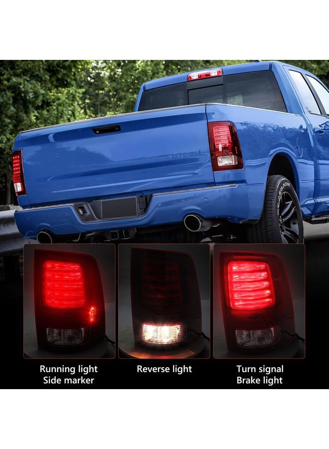 FIONE LED Tail Lights Assembly for 2013-2018 Dodge Ram 1500 & 2013-2018 Ram 2500 and 2014-2018 Ram 3500 Halogen Type & Red Lens Black Interior With Bulbs Right Passenger Side CH2800202 68093081AC - Image 2