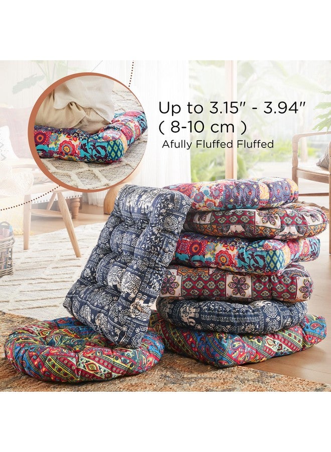 CODi Codi Floor Cushions Seating for Adults and Kids Set of 2, Square Large Boho Pillows for Yoga Living Room Tatami Sitting Home Decor, Memory Foam Added, 22x22 Inch Multi Patchwork  - Image 4