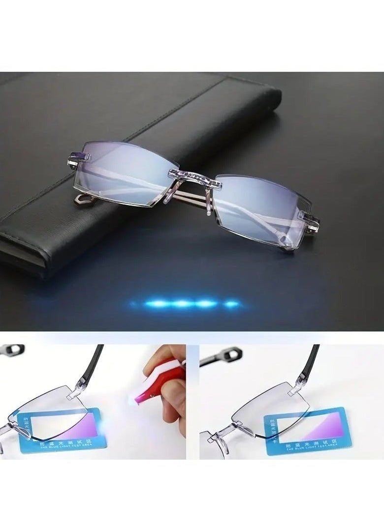 Ucanbe - Anti Blue Light Rimless Reading Glasses for Seniors Comfortable Eyewear Essential - Image 1
