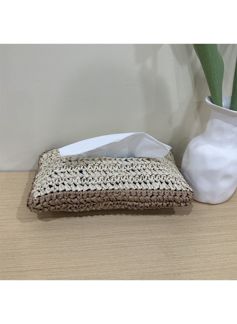 Generic Japanese Style Handwoven Tissue Box beige brown 