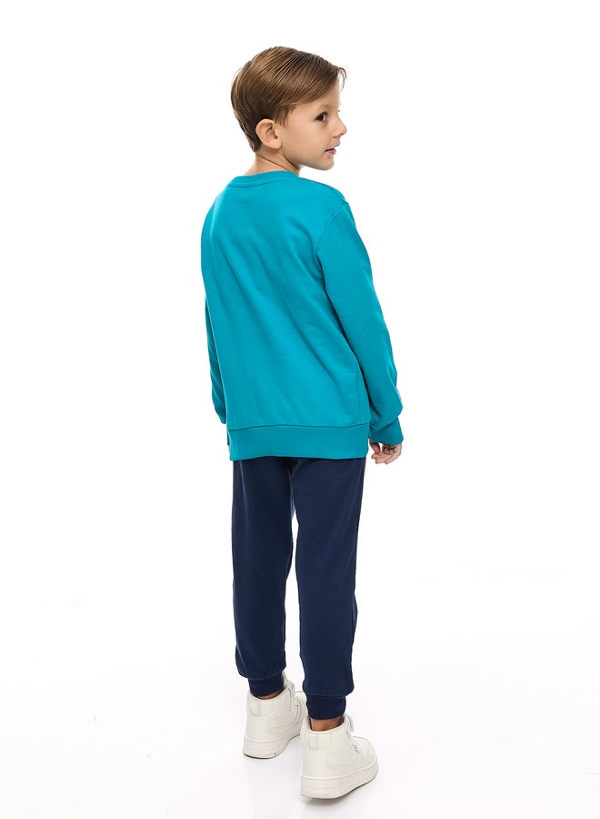 Victor And Jane Boys Blue Lego Graphic Sweatshirt and Joggers Set - Image 3