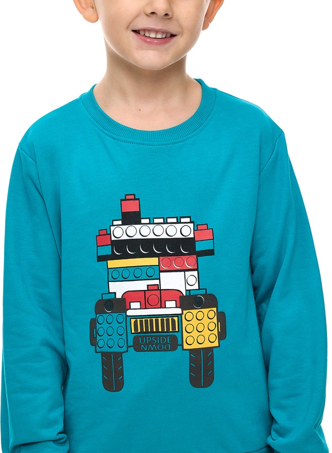 Victor And Jane Boys Blue Lego Graphic Sweatshirt and Joggers Set - Image 5