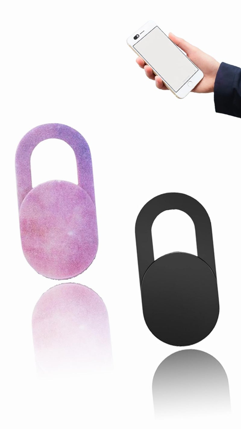 Sweet seven® 2PCS Webcam Cover Privacy Shield Slider Compatible with iPhone, iPad, MacBook Pro, iMac, PC – Black & Pink