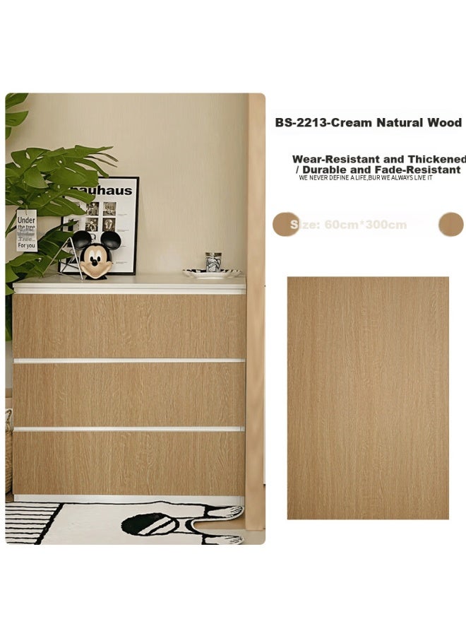 Jifudifu Wood Grain Sticker Cabinet Door Desktop Self-adhesive Furniture Wardrobe Renovation Sticker Cream Natural Wood