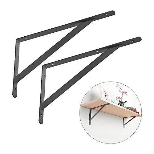 Acrux7 Black Shelf Brackets 8 x 5 Inch, 4 Pack Heavy Duty L Brackets for Floating Shelves - Metal Support Angle Brackets - Image 3