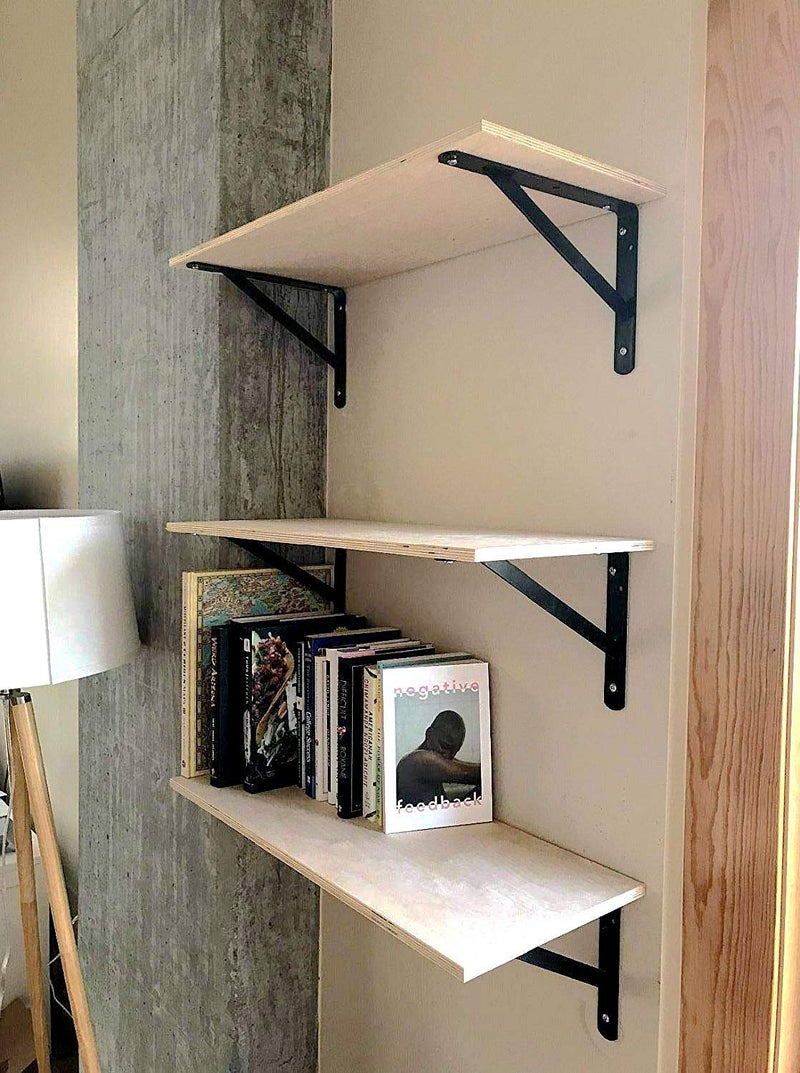 Acrux7 Black Shelf Brackets 8 x 5 Inch, 4 Pack Heavy Duty L Brackets for Floating Shelves - Metal Support Angle Brackets - Image 4