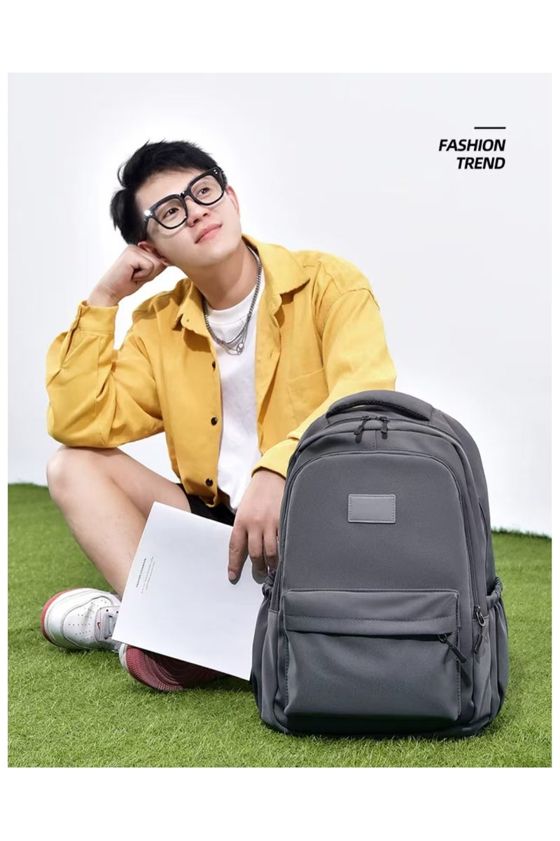 New gray laptop backpack, student backpack - Image 3