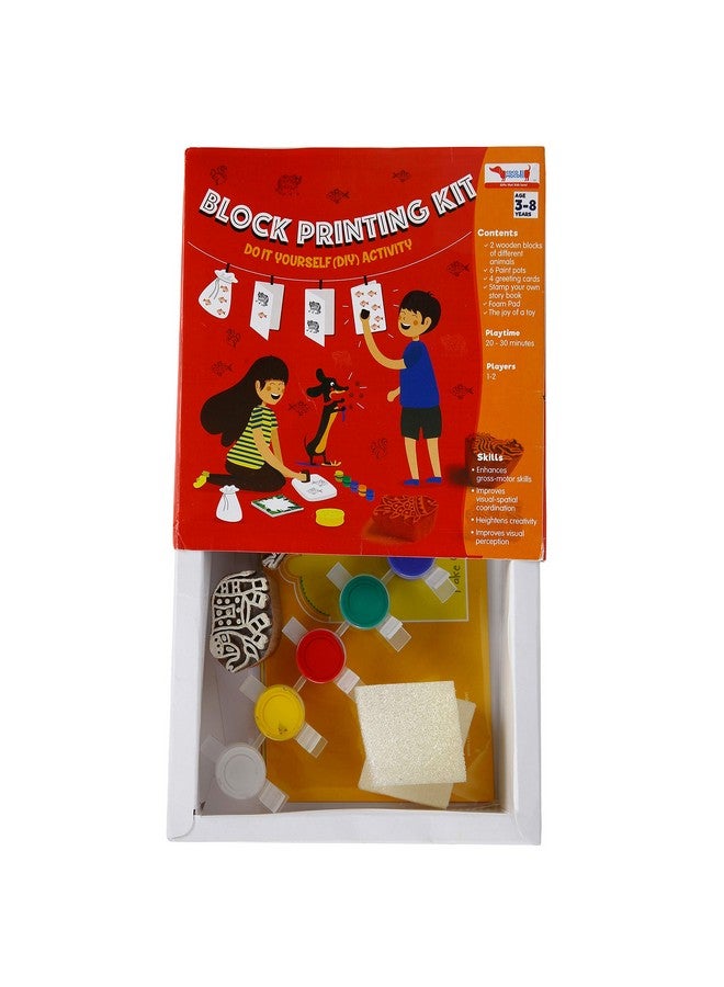 COCOMOCO KIDS COCOMOCO DIY Craft Material - Wooden Block Printing Kit with Stamps for Kids - Art and Craft Kit - Painting Kit - Birthday Return Gift for Kids Boys Girls - Image 5