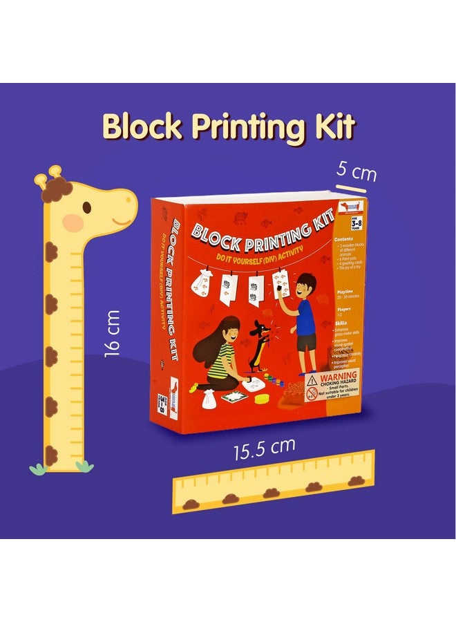 COCOMOCO KIDS COCOMOCO DIY Craft Material - Wooden Block Printing Kit with Stamps for Kids - Art and Craft Kit - Painting Kit - Birthday Return Gift for Kids Boys Girls - Image 3