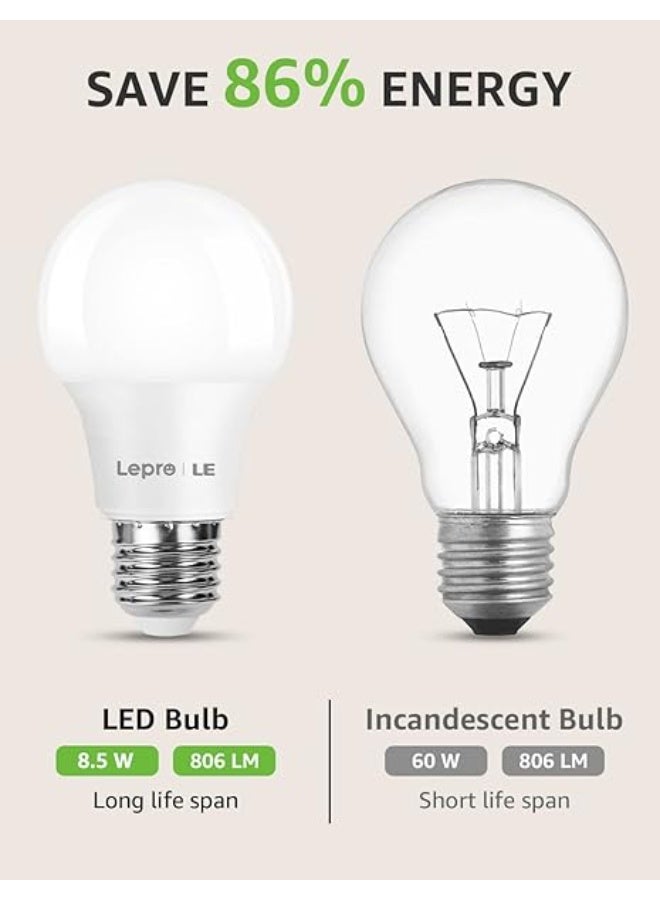 Lepro E27 Screw Bulbs 60W Equivalent, Warm White 2700K E27 LED Bulb, 8.5W 806lm Edison Screw ES LED Light Bulb, Energy Saving E27 Bulbs for Lamp, Non-dimmable, Pack of 6 - Image 3
