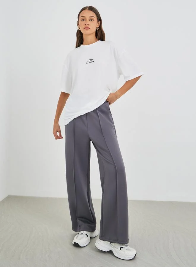 Styli Styli Embroidered Round Neck Oversized T-Shirt