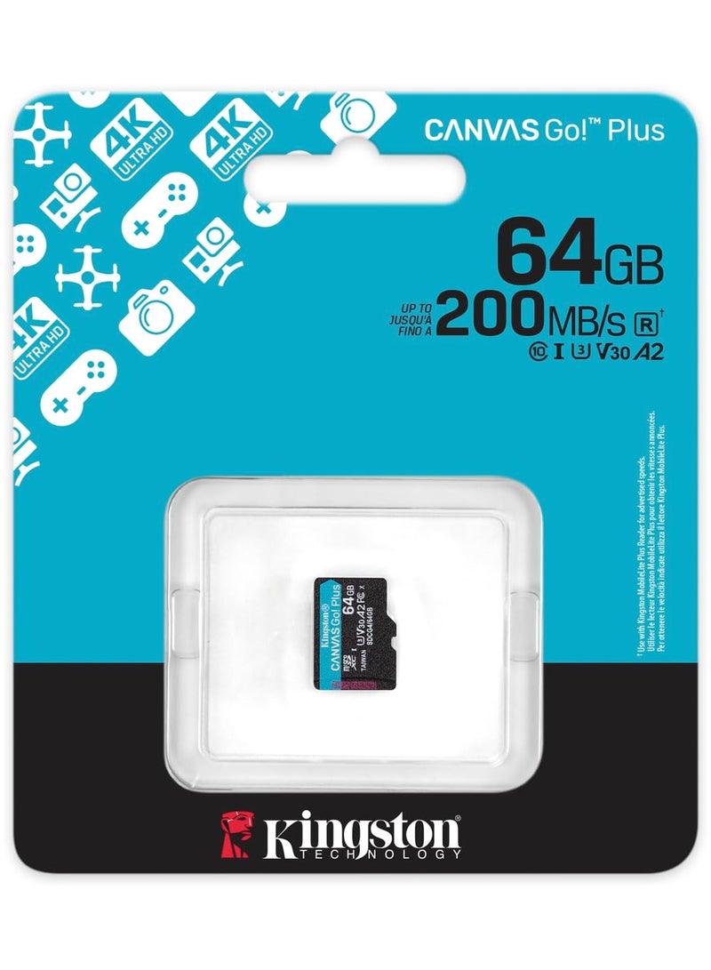 Kingston Canvas Go Plus microSDXC Memory Card Gen4 200MB/s A2 U3 V30 Single Package without SDCG4/64GB | - Image 3