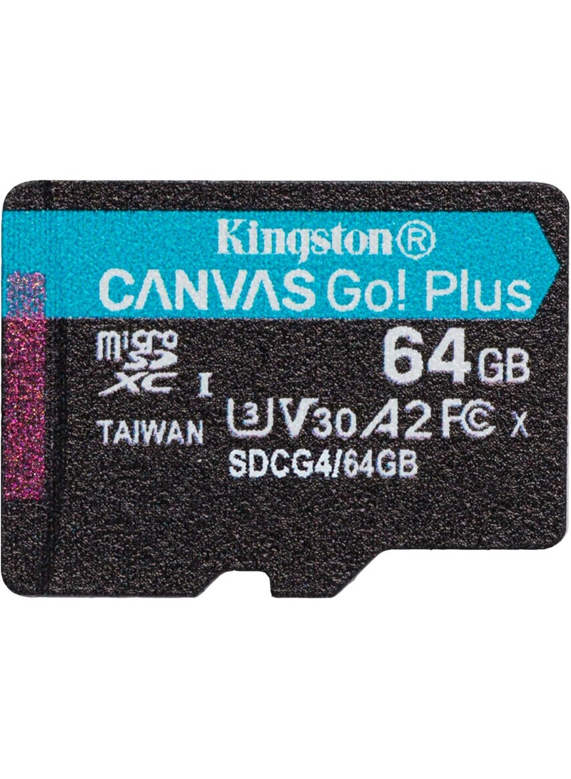 Kingston Canvas Go Plus microSDXC Memory Card Gen4 200MB/s A2 U3 V30 Single Package without SDCG4/64GB | - Image 1