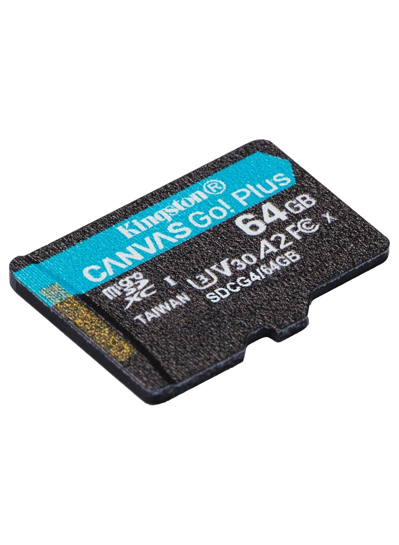 Kingston Canvas Go Plus microSDXC Memory Card Gen4 200MB/s A2 U3 V30 Single Package without SDCG4/64GB | - Image 2