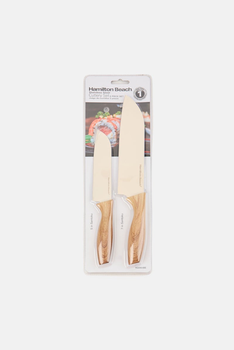 Hamilton Beach 2 Piece Stainless Steel Slicing Knives, Brown - Image 1